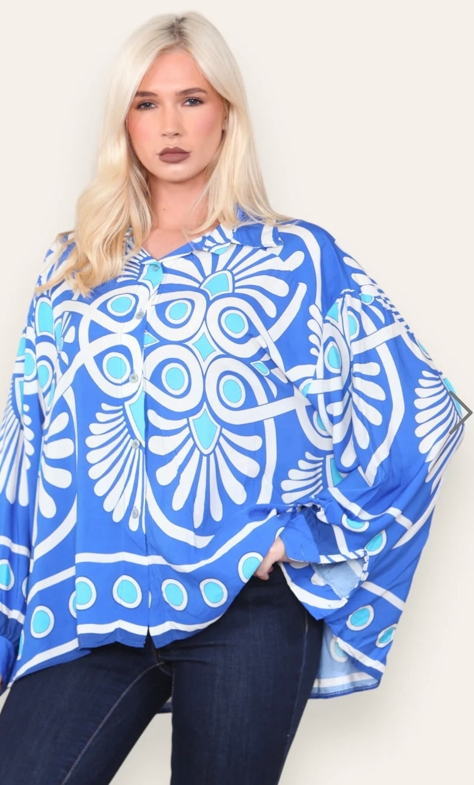 Lana - Italian Patterned Oversized Shirt