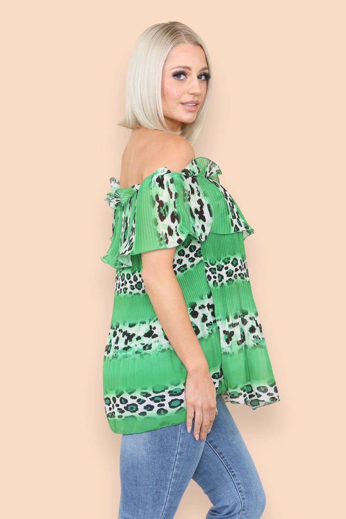 Nina - Ruffle Pleat Bardot Blouse