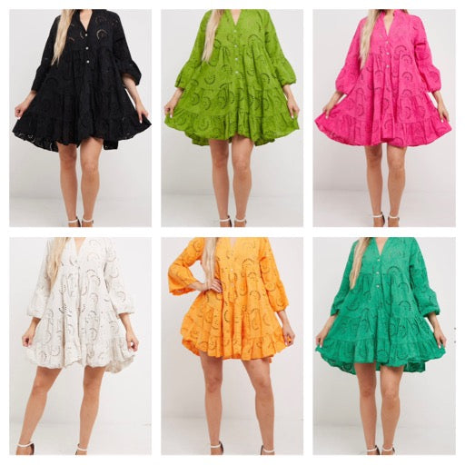 Simone Broderie Anglaise Mini Smock Dress