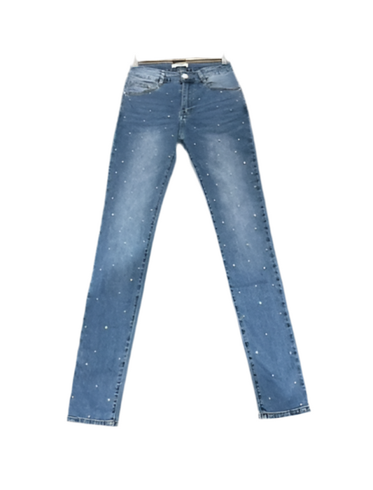 Pearl Embellished Voggo Cotton Stretch Jeans