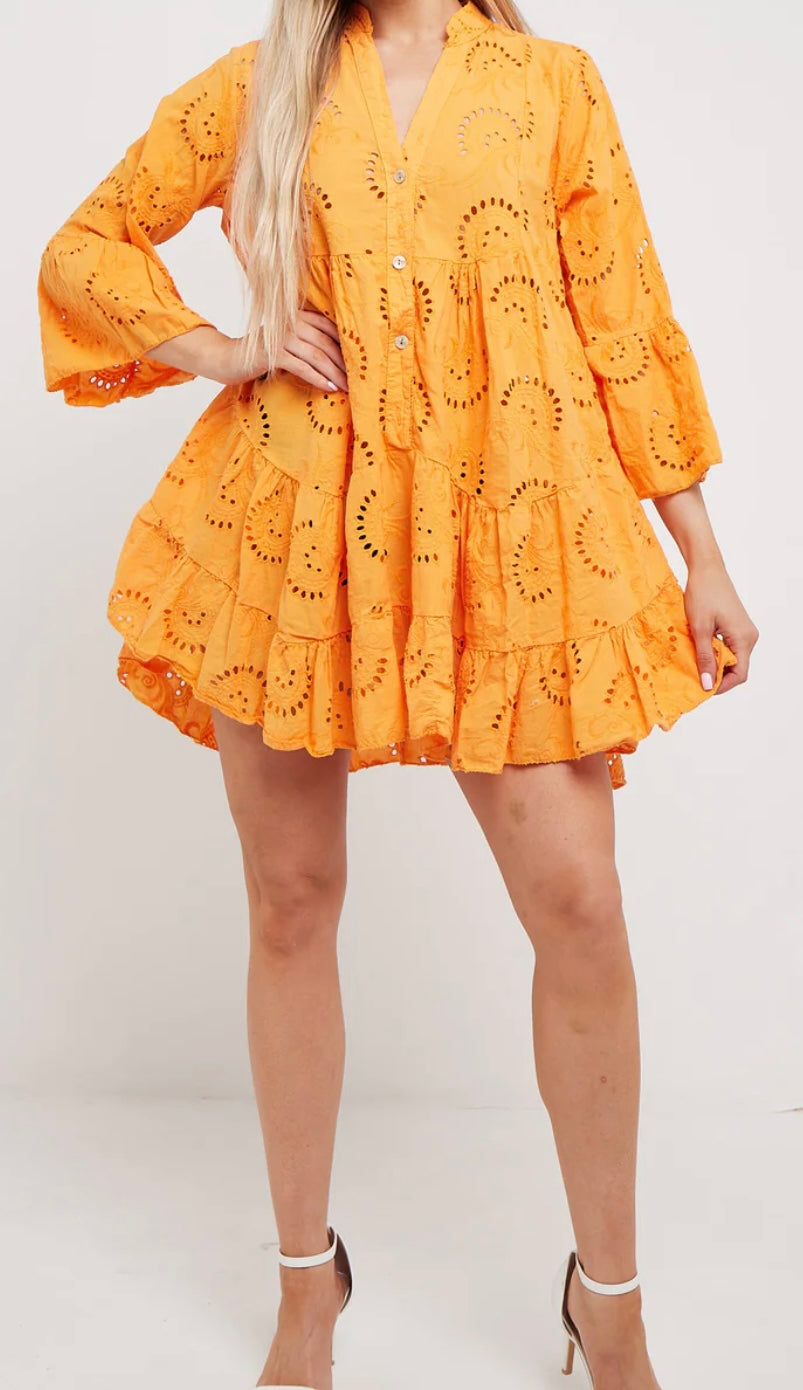 Simone Broderie Anglaise Mini Smock Dress