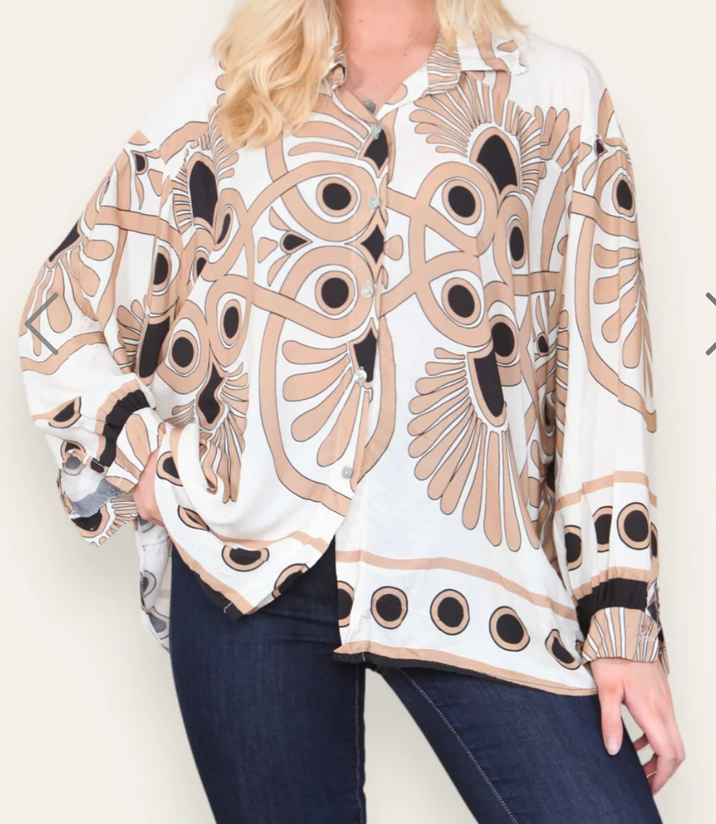 Lana - Italian Patterned Oversized Shirt