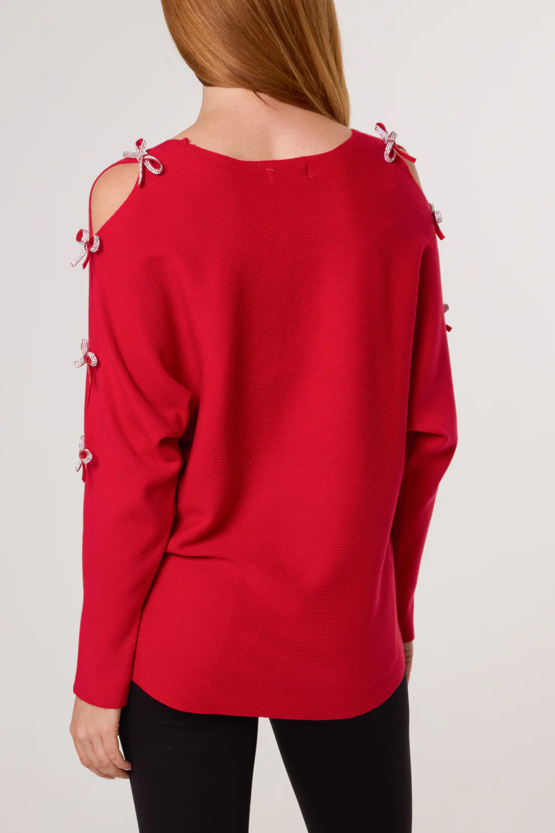 Diamante Bow Cut Out
Sleeve Jumper