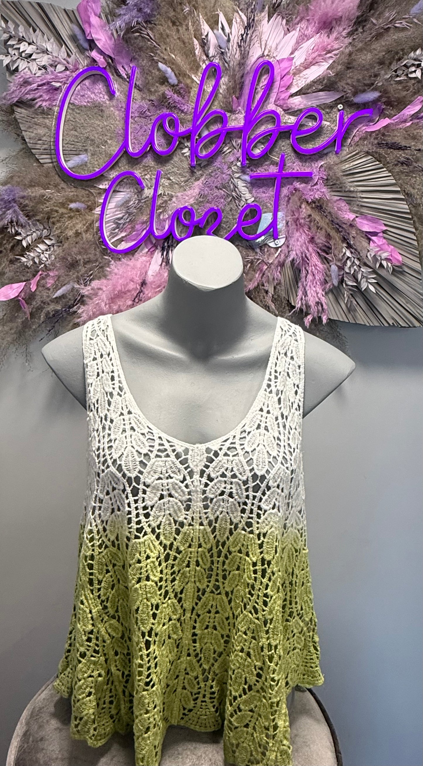 Harper Dip Dye Sleeveless Floral Crochet Top