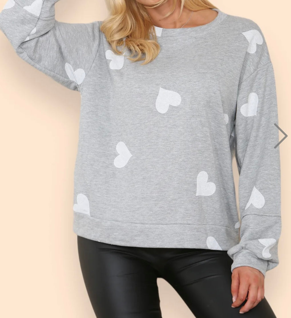 Hava - Multi Heart Print Sweatshirt