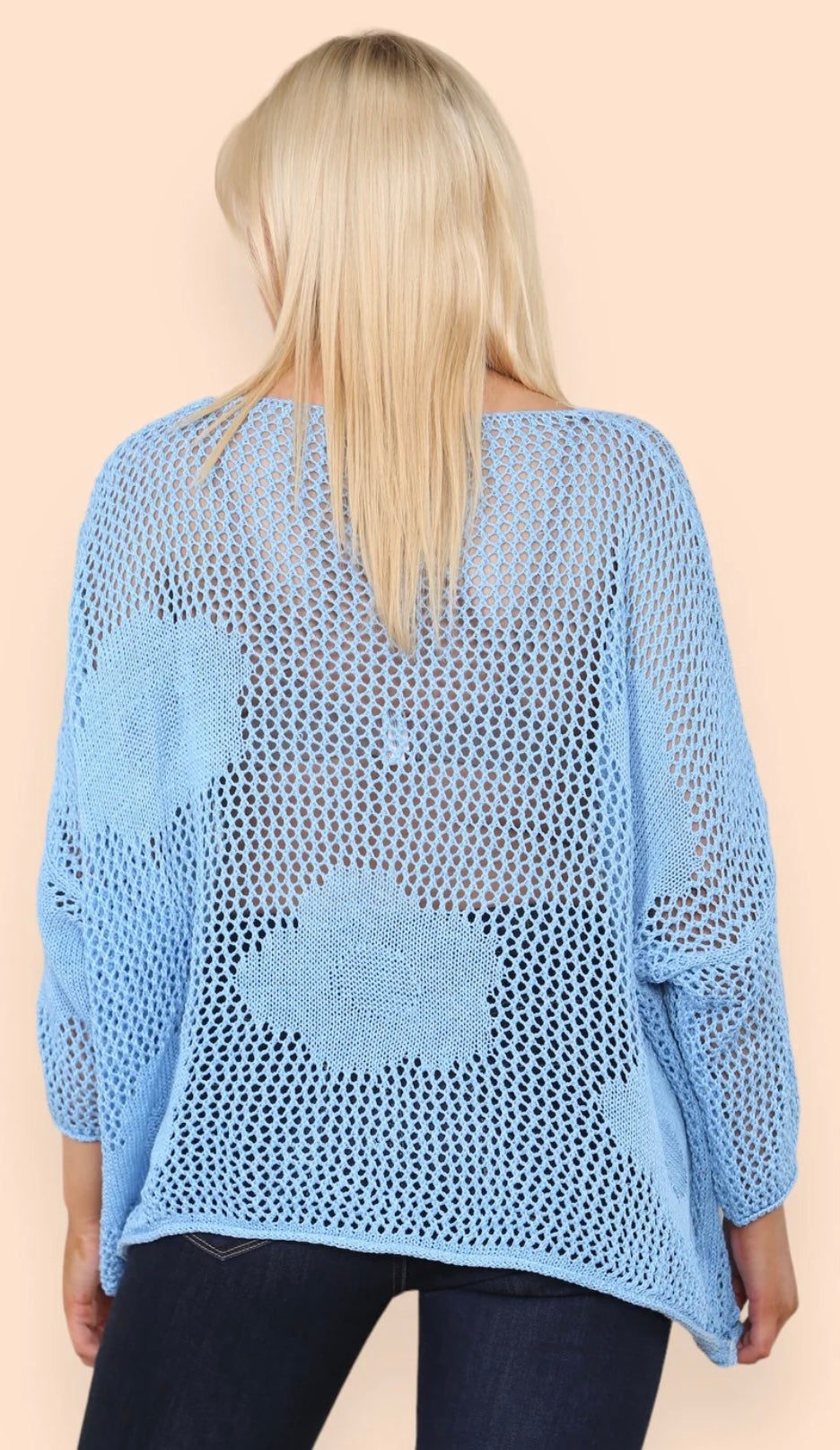 Florence - Flower Fishnet Oversized Top - Pink
