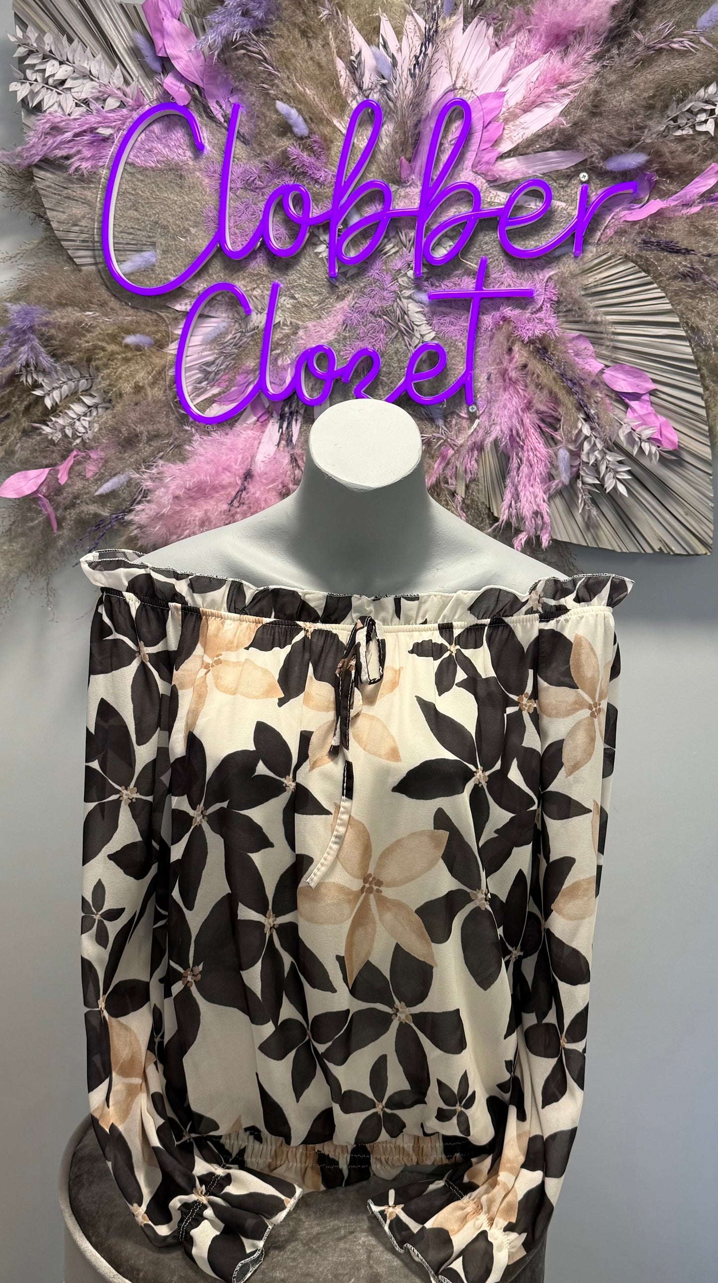 Floral Bardot Ruffle Blouse