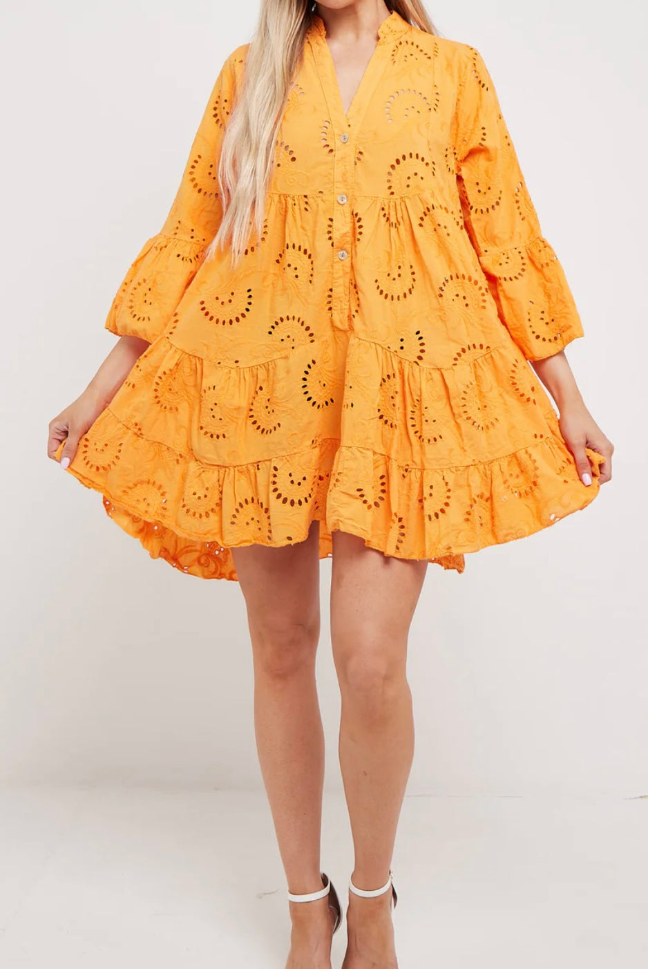 Simone Broderie Anglaise Mini Smock Dress