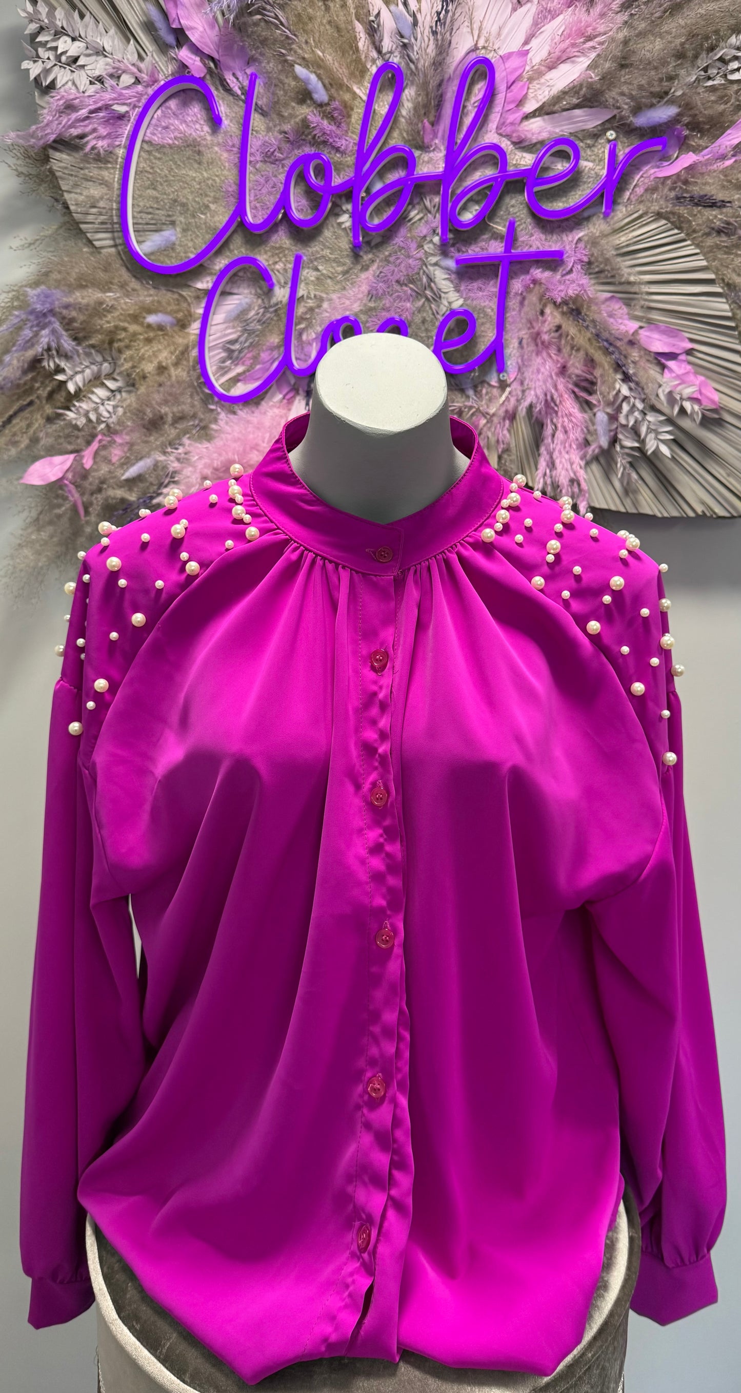 Plus Size Pearl Studded Blouse
