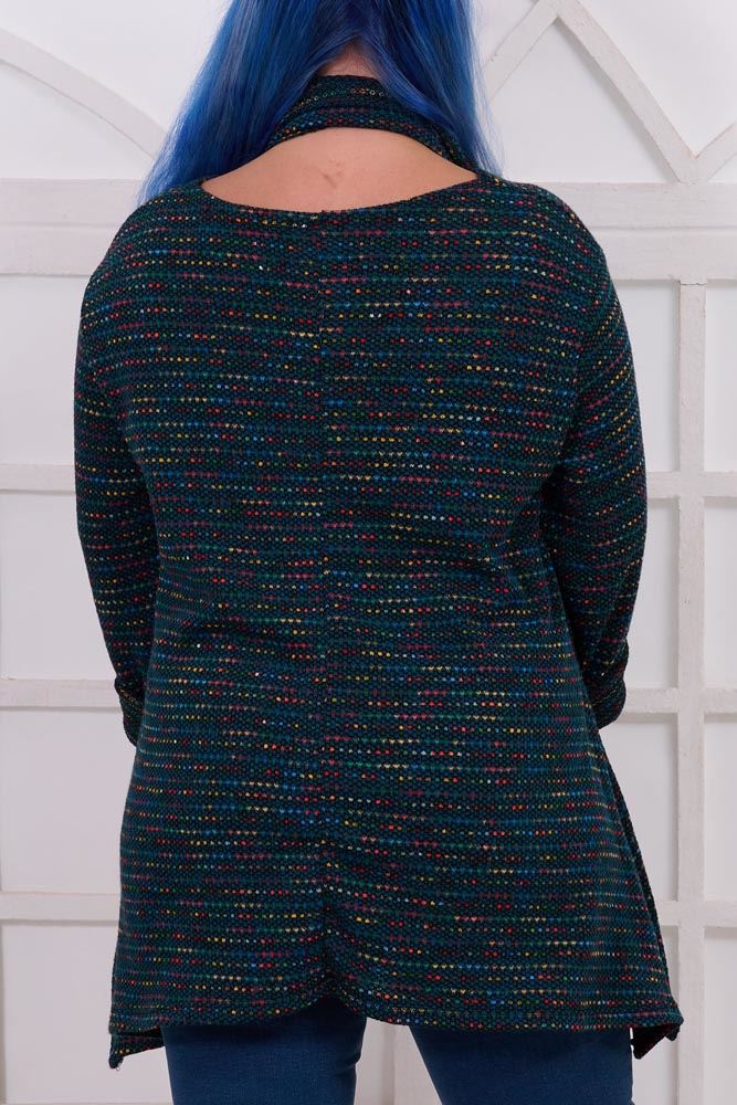 Italian Multi Stripe Pattern With Scarf Jumper
