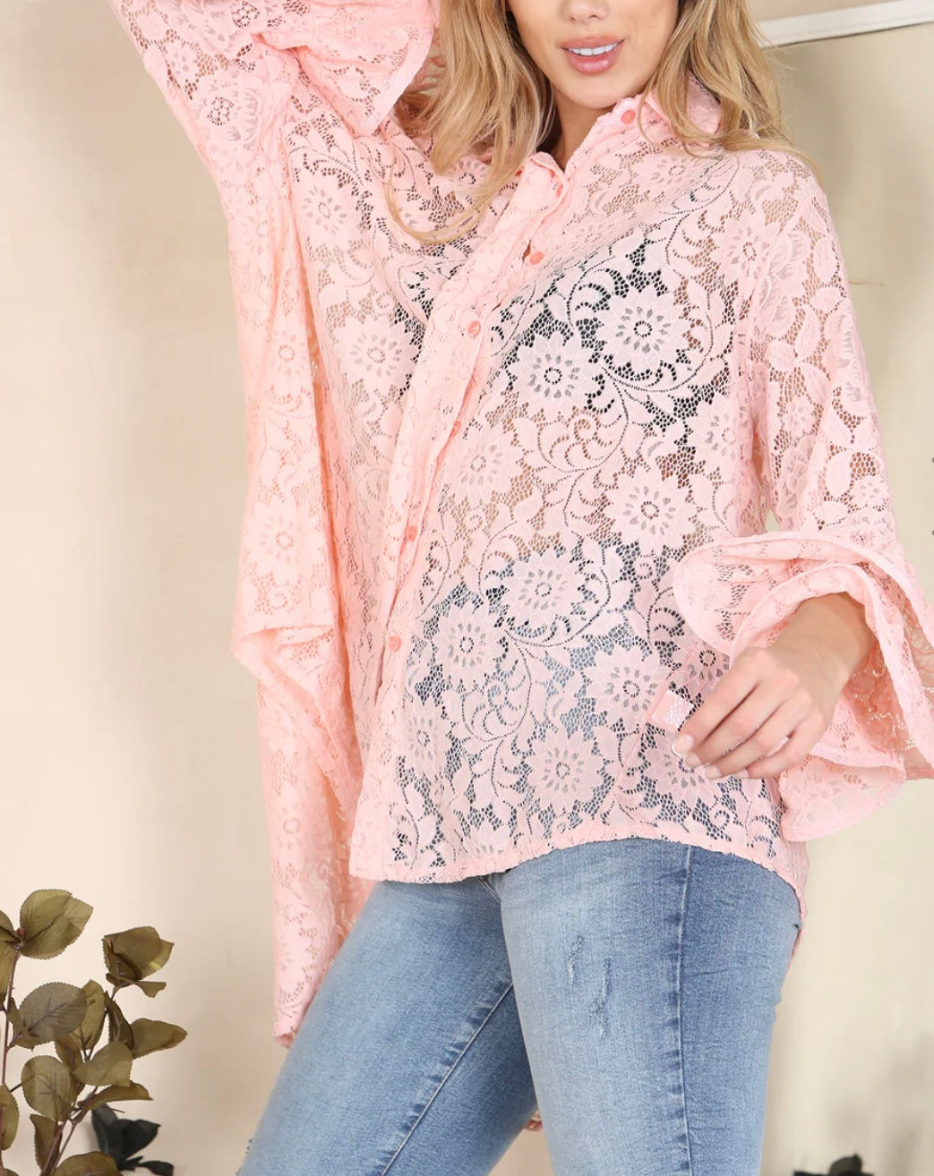 Izzy Lace Italian Rara Ruffle Sleeve Shirt