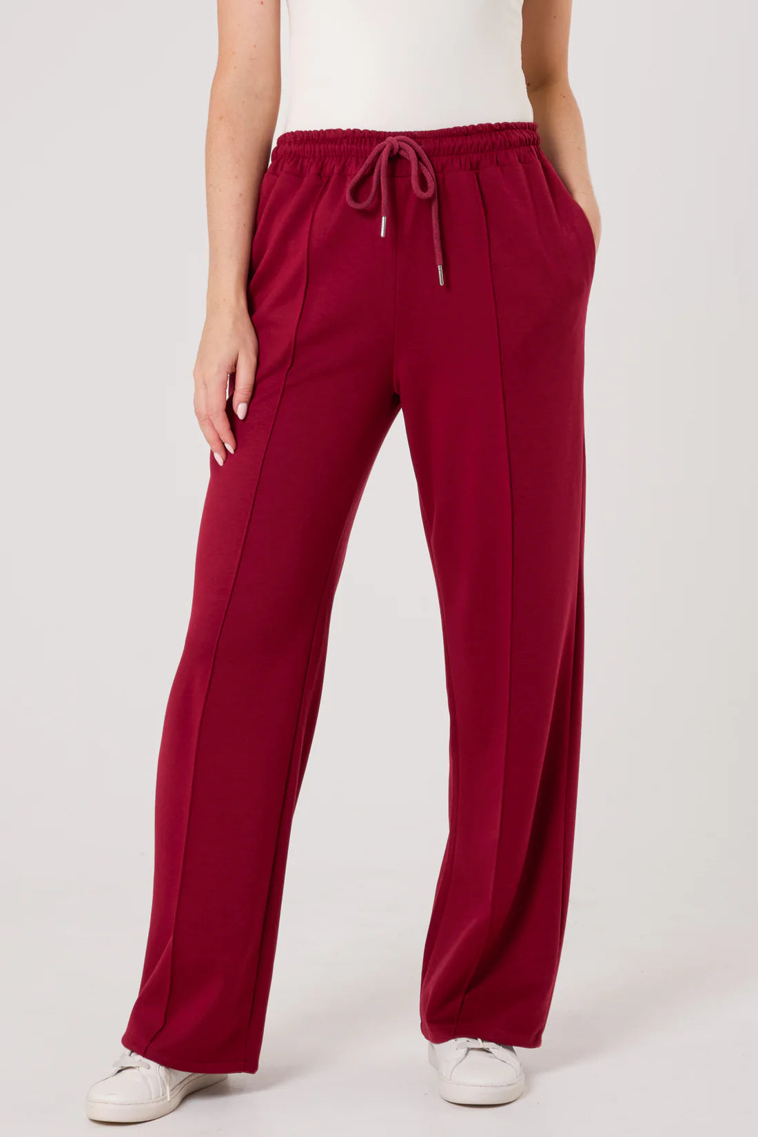 Drawstring Crease Front Sweat Trousers
