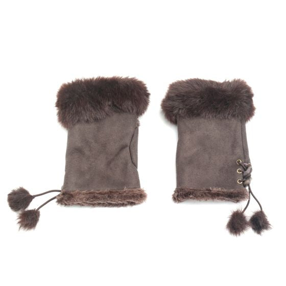 Faux Fur Trim Fingerless Gloves