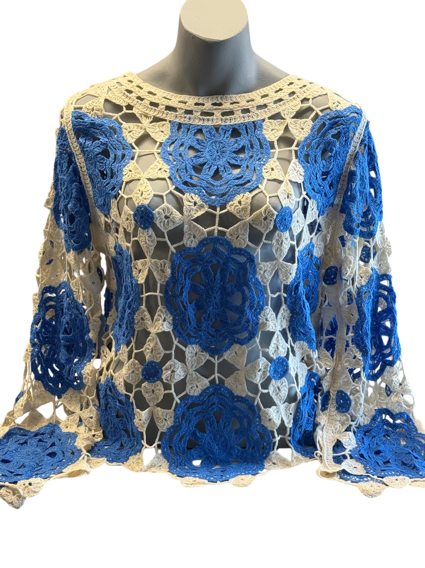 Darcey Coloured Flower Long Sleeved Crochet Top