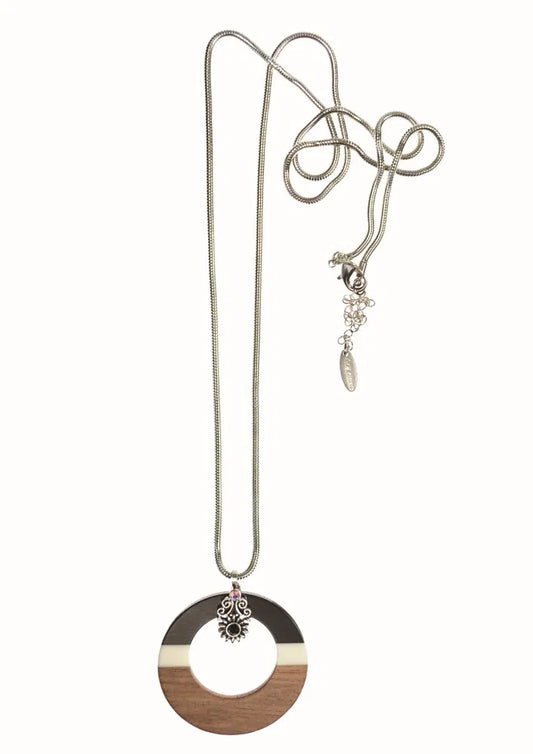 Gallery Discs Necklace - Silver/Cocoa/Blanc/Noir
