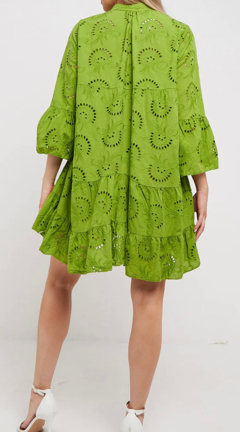 Simone Broderie Anglaise Mini Smock Dress