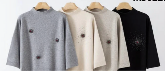 Red Jewel Crystal Knit Top