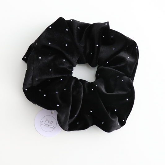 Oversized Sparkle Velvet Scrunchie Black