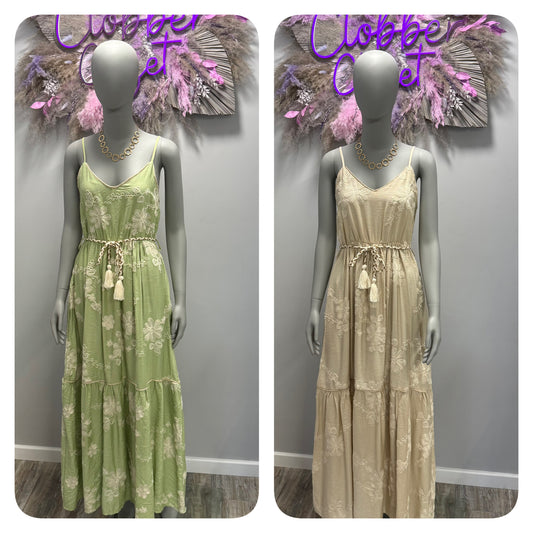 Cami Embroidered Tie Up Maxi Dress