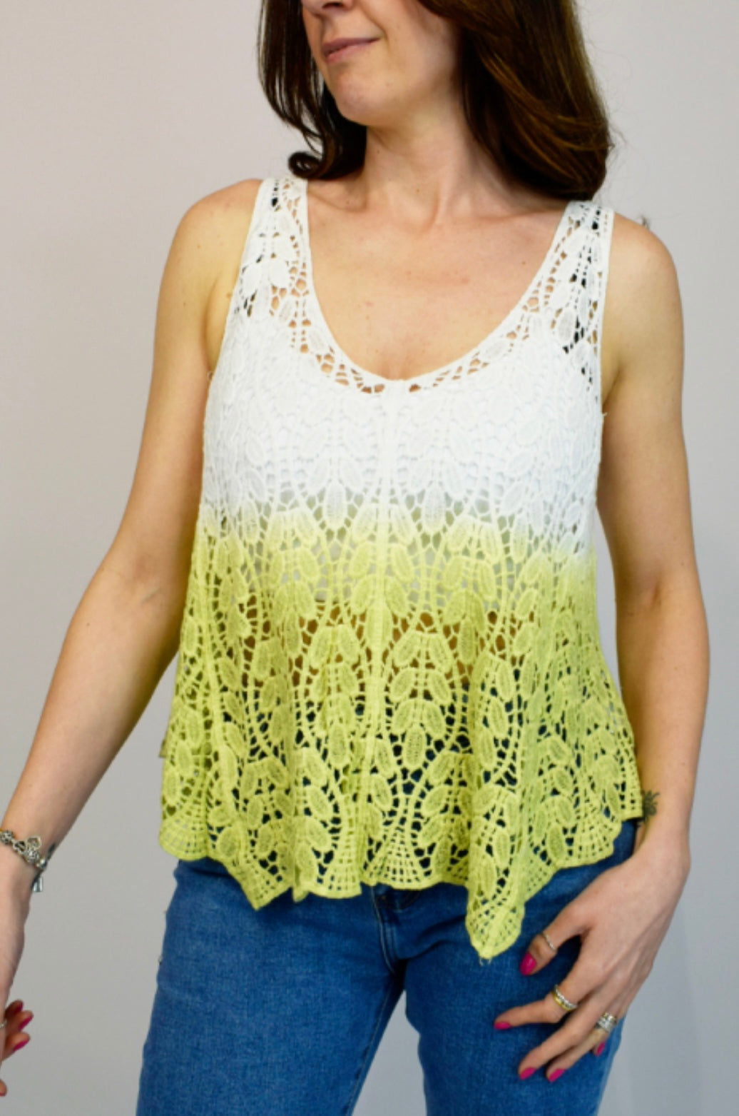 Harper Dip Dye Sleeveless Floral Crochet Top