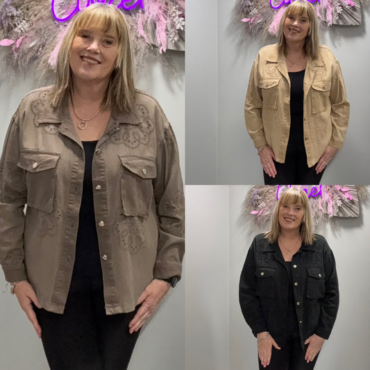 Broderie Anglaise Cotton Drill Jacket