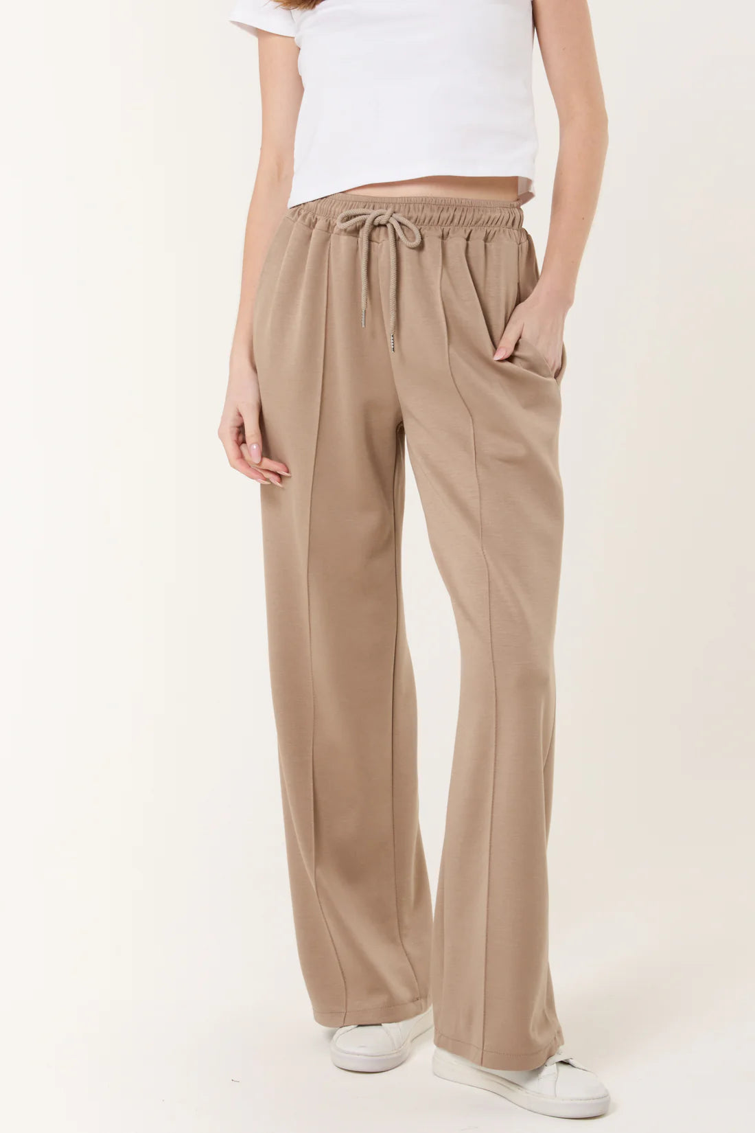 Drawstring Crease Front Sweat Trousers