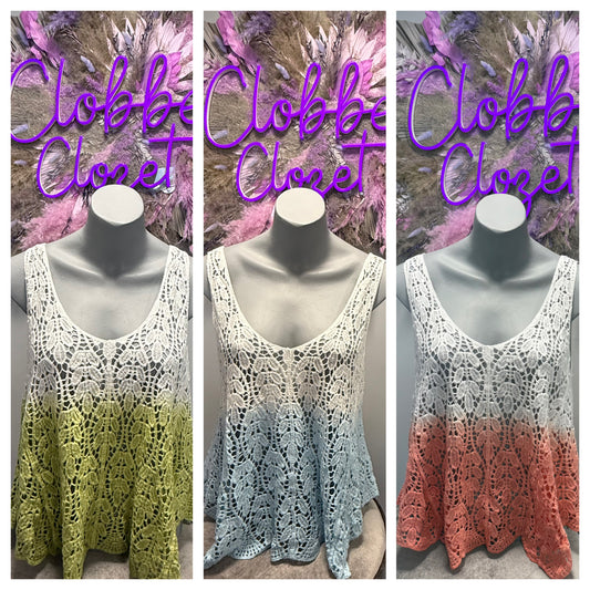 Harper Dip Dye Sleeveless Floral Crochet Top