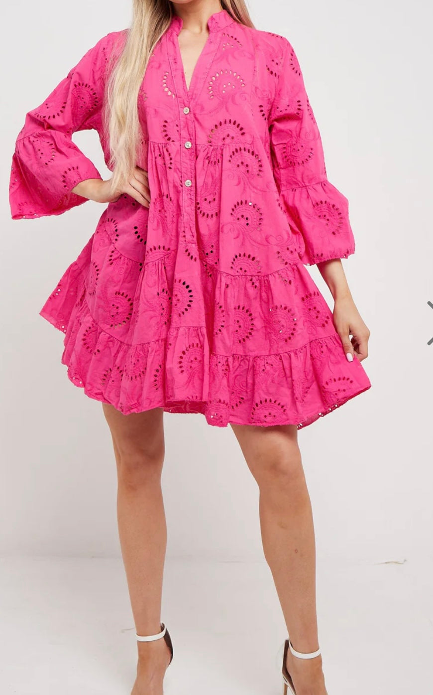 Simone Broderie Anglaise Mini Smock Dress