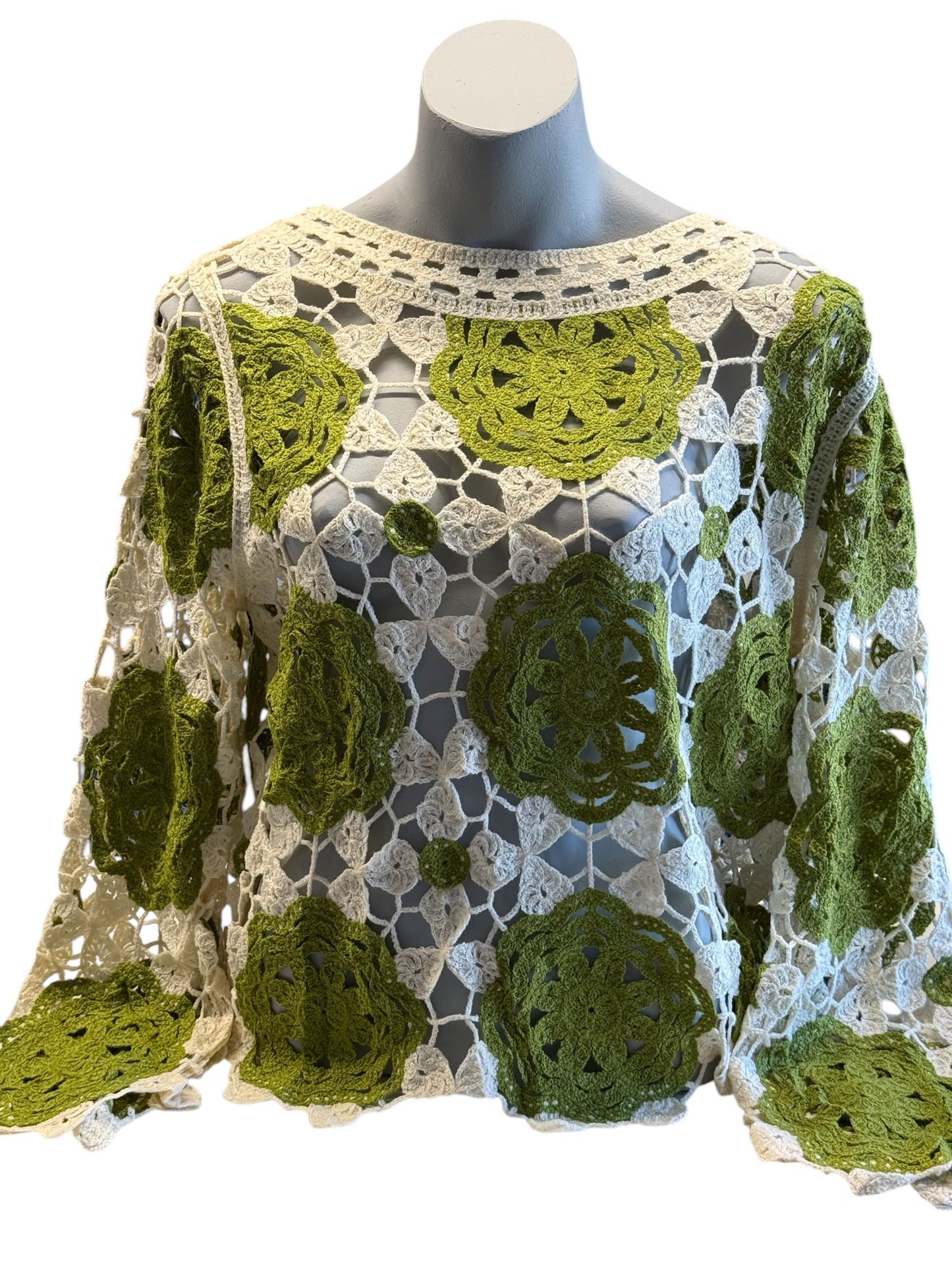 Darcey Coloured Flower Long Sleeved Crochet Top