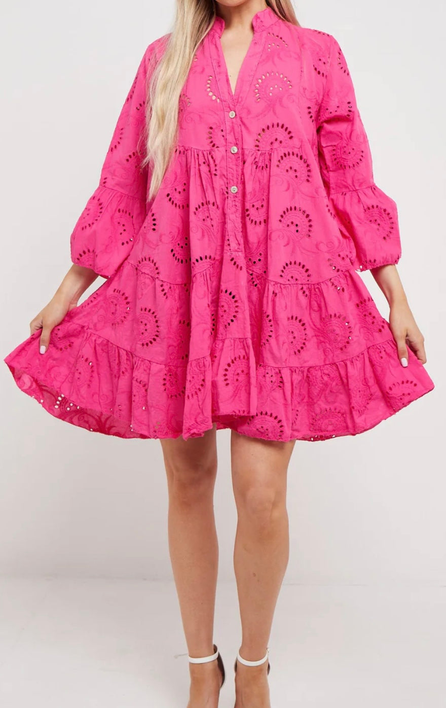 Simone Broderie Anglaise Mini Smock Dress