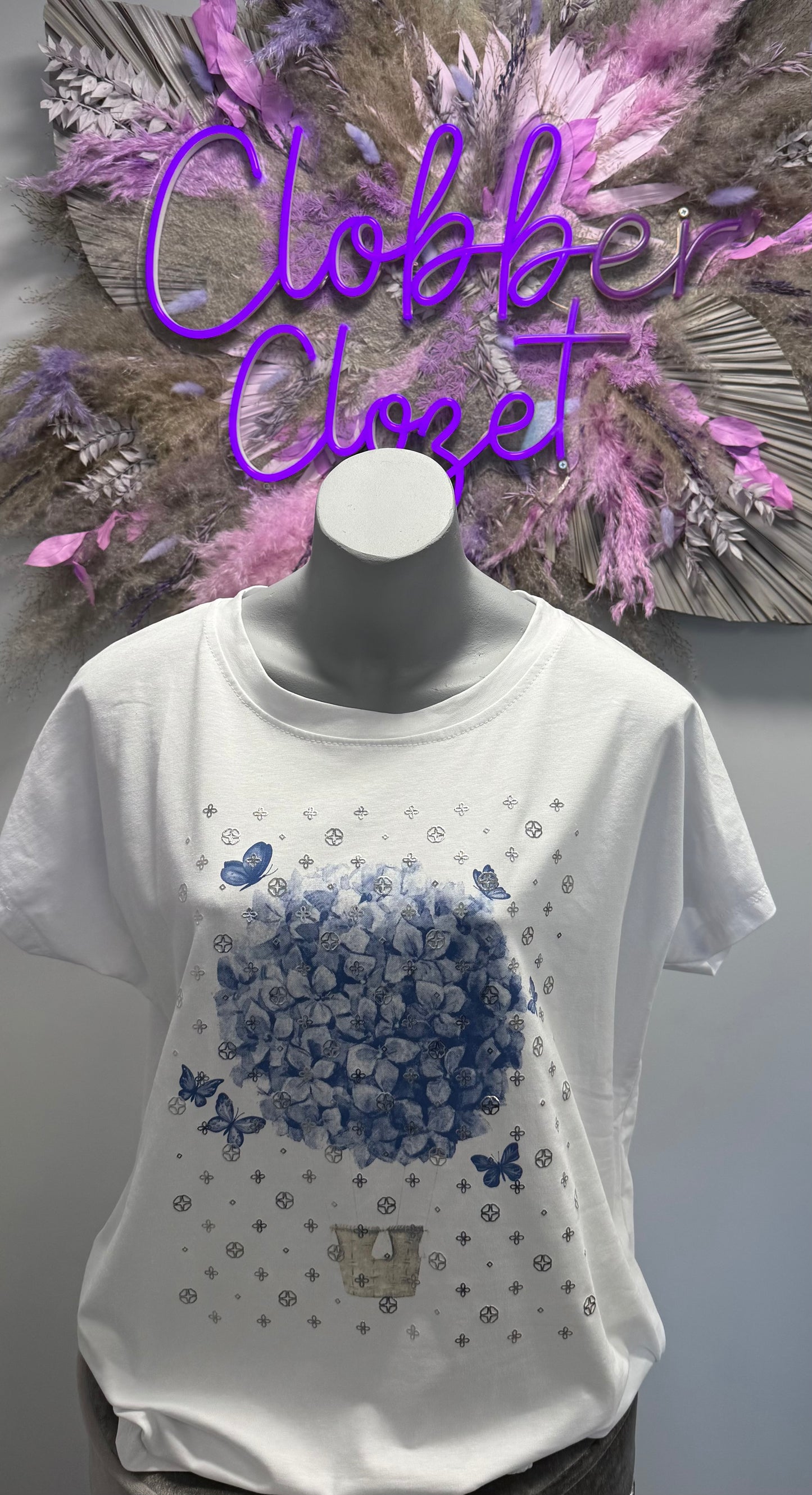 Butterfly Hot Air Balloon Cotton T-shirt Top