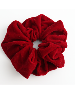Oversized Glitter Velvet Scrunchie Red