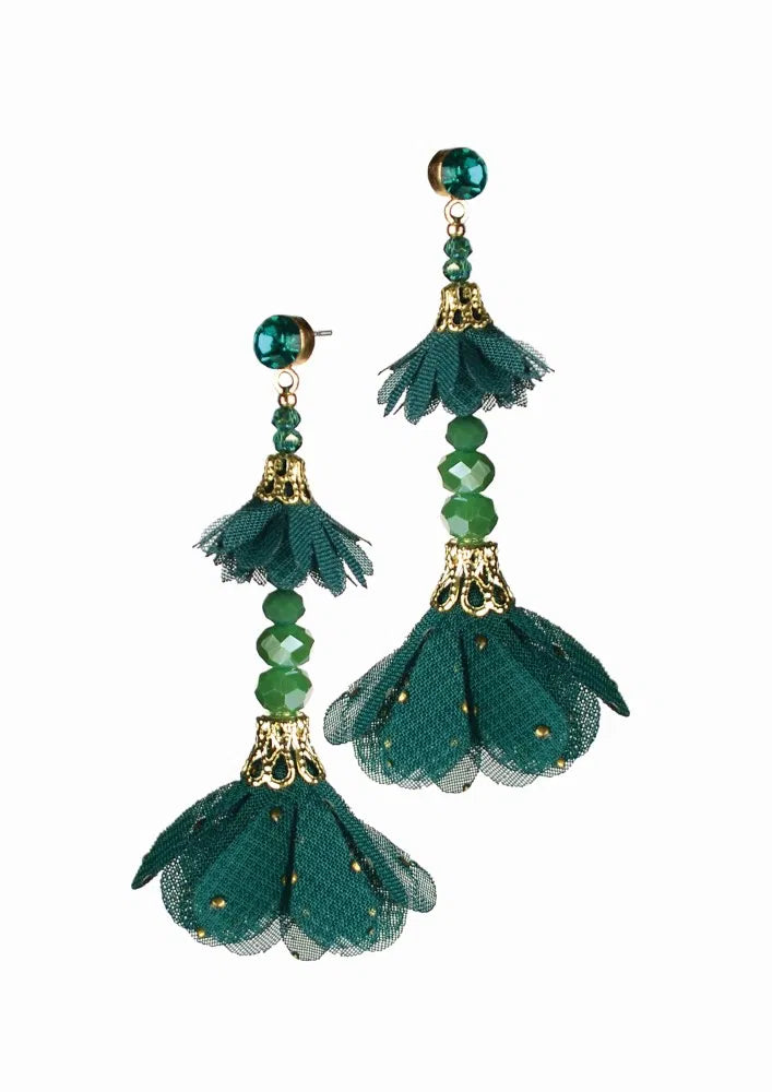 Two-Tier Tu Tu Drops - Gold / Emerald