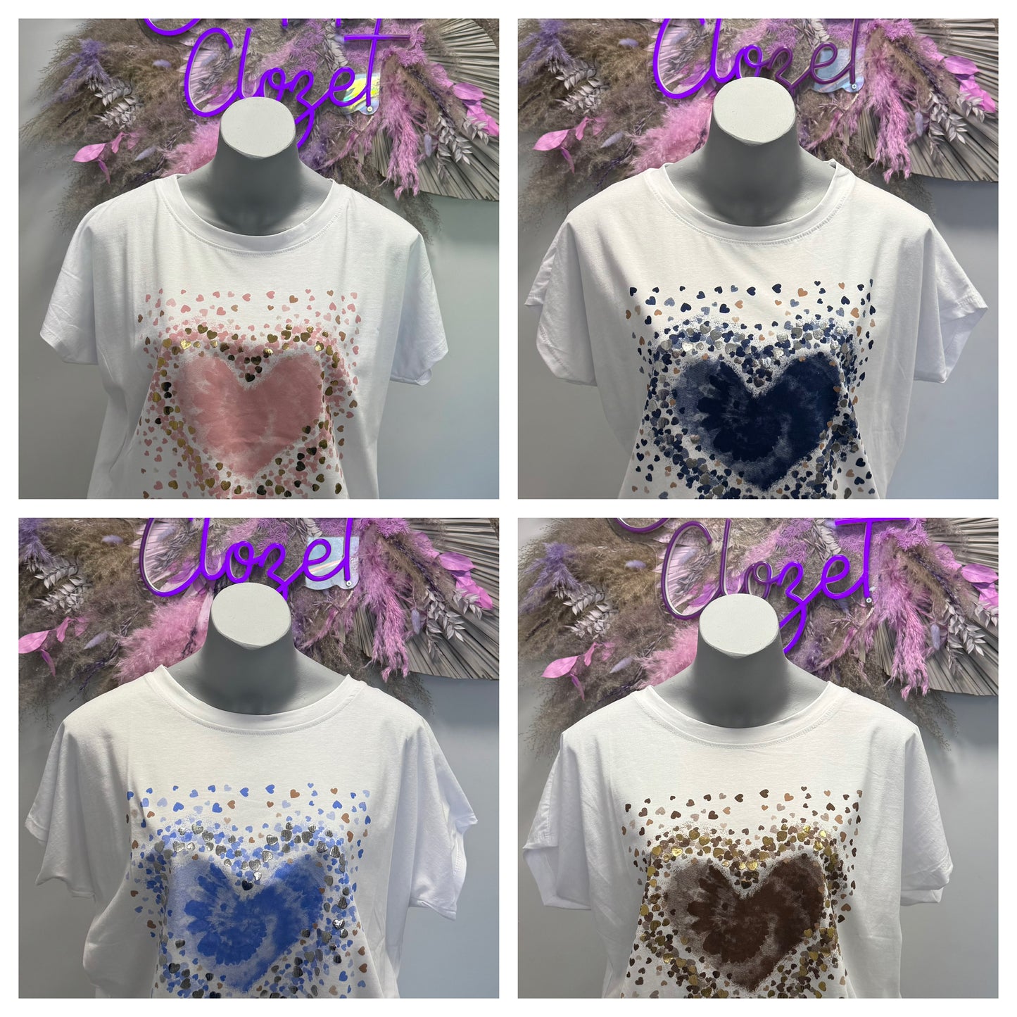 Tye Dye Heart Cotton T-Shirt Top