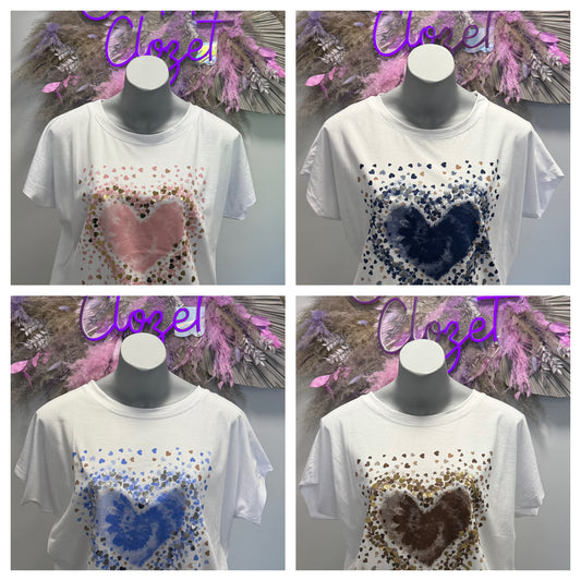 Tye Dye Heart Cotton T-Shirt Top