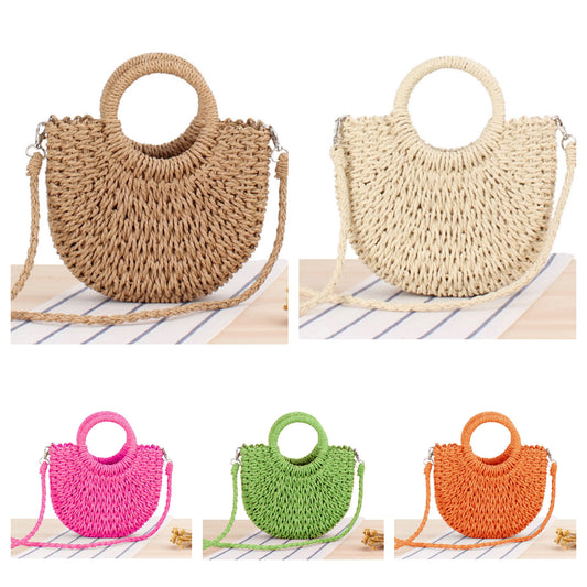 Small Top Handle Straw Bag