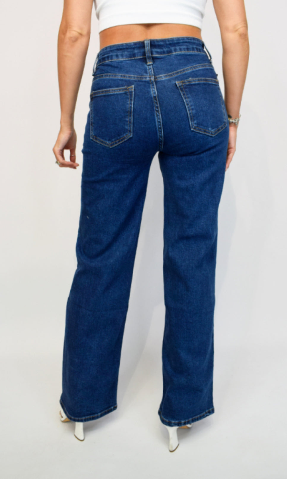 Pocket Front Wide Leg Jeans