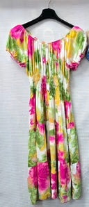 Watercolour Bardot Midi Dress with Pockets