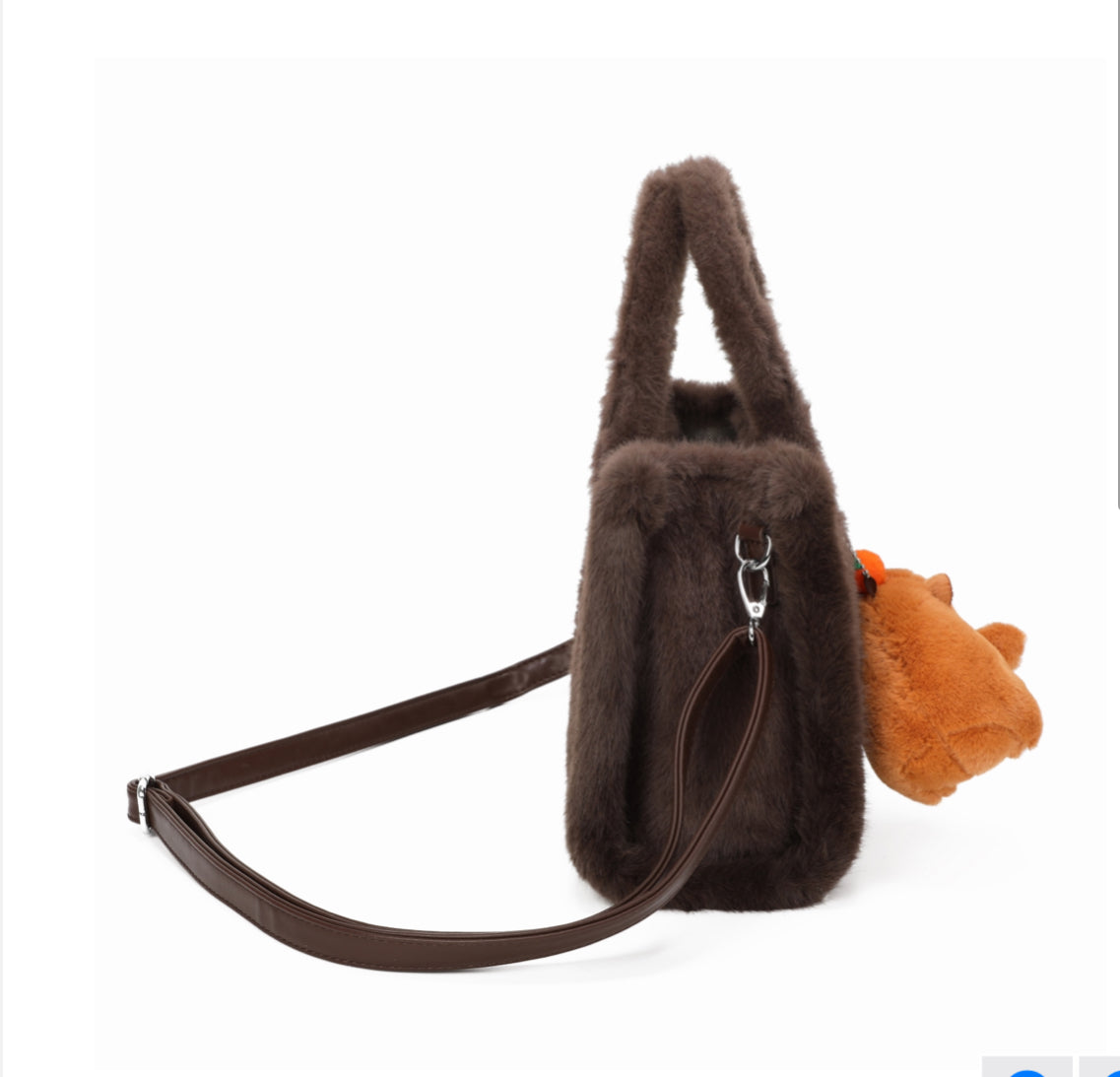 Fluffy Tote Bag with Charm