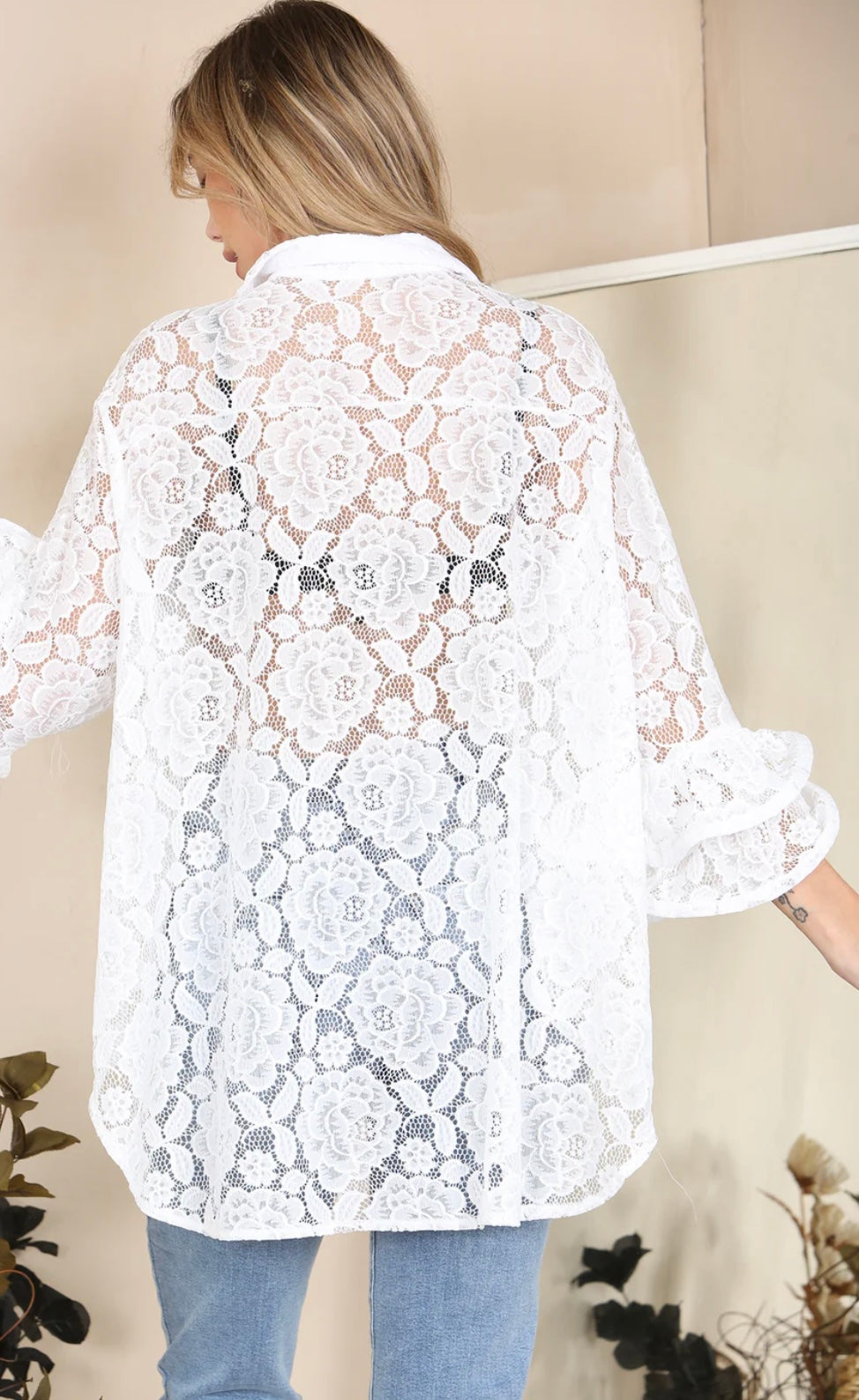 Izzy Lace Italian Rara Ruffle Sleeve Shirt