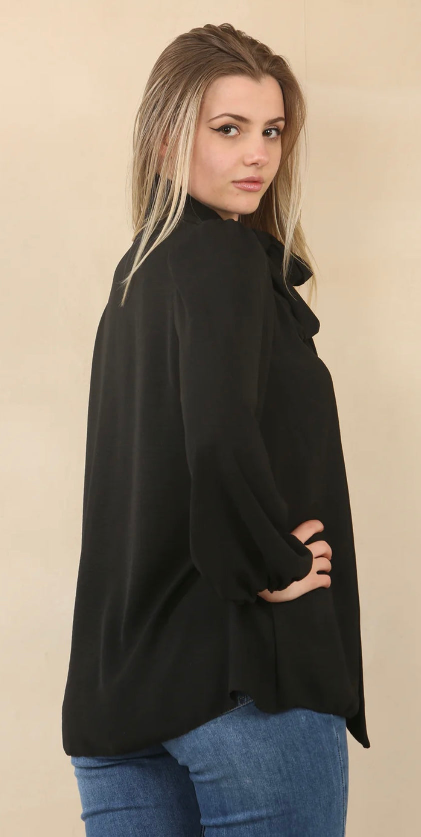 The Amy Bow Tie Neck Blouse