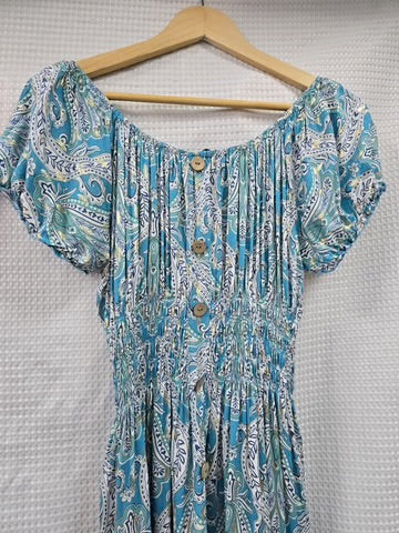 Paisley Gold Foil Pocket Midi Dress