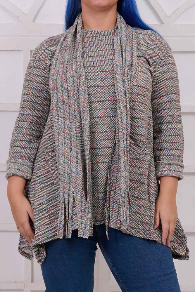 Italian Multi Stripe Pattern With Scarf Jumper
