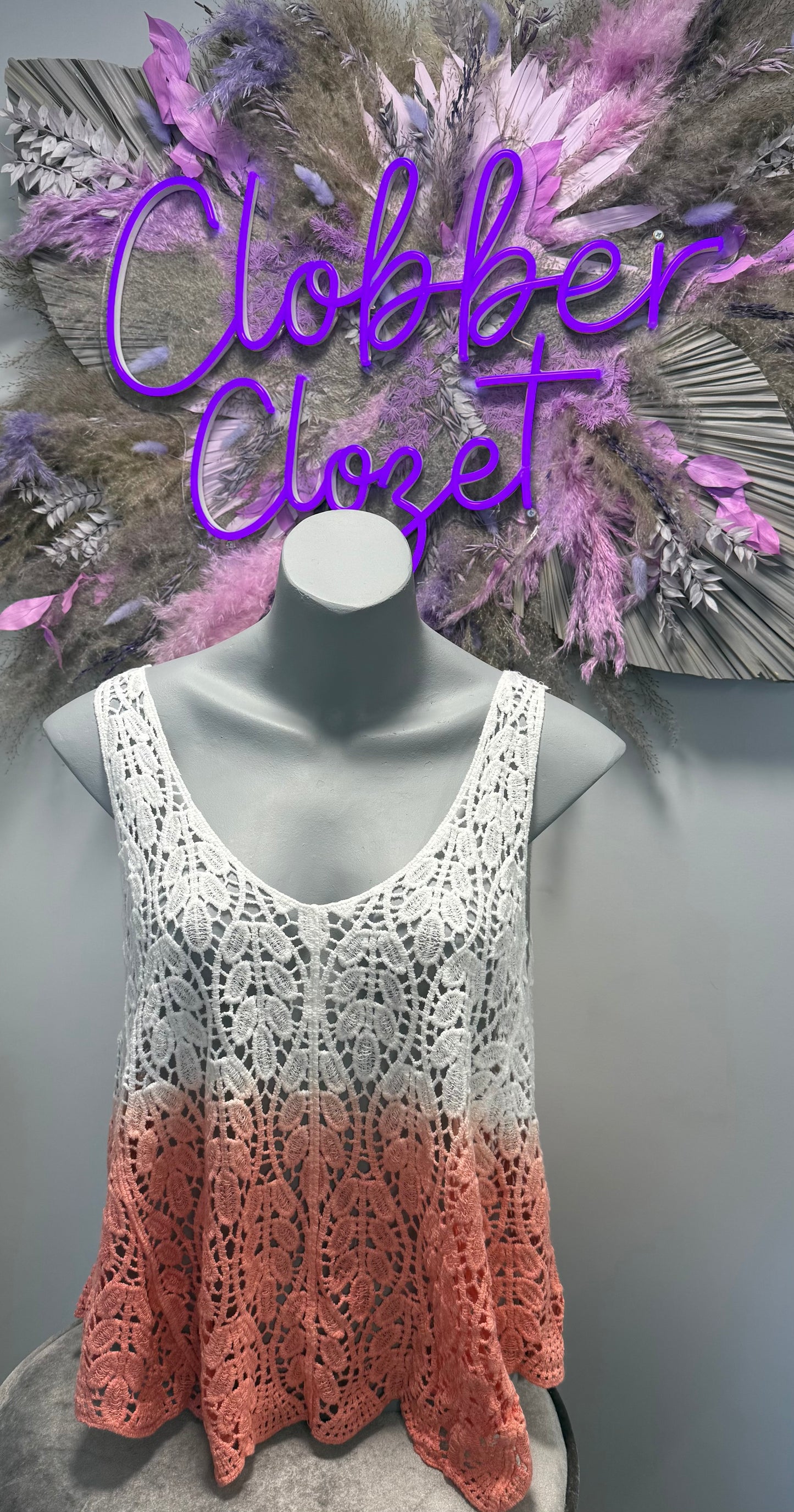 Harper Dip Dye Sleeveless Floral Crochet Top