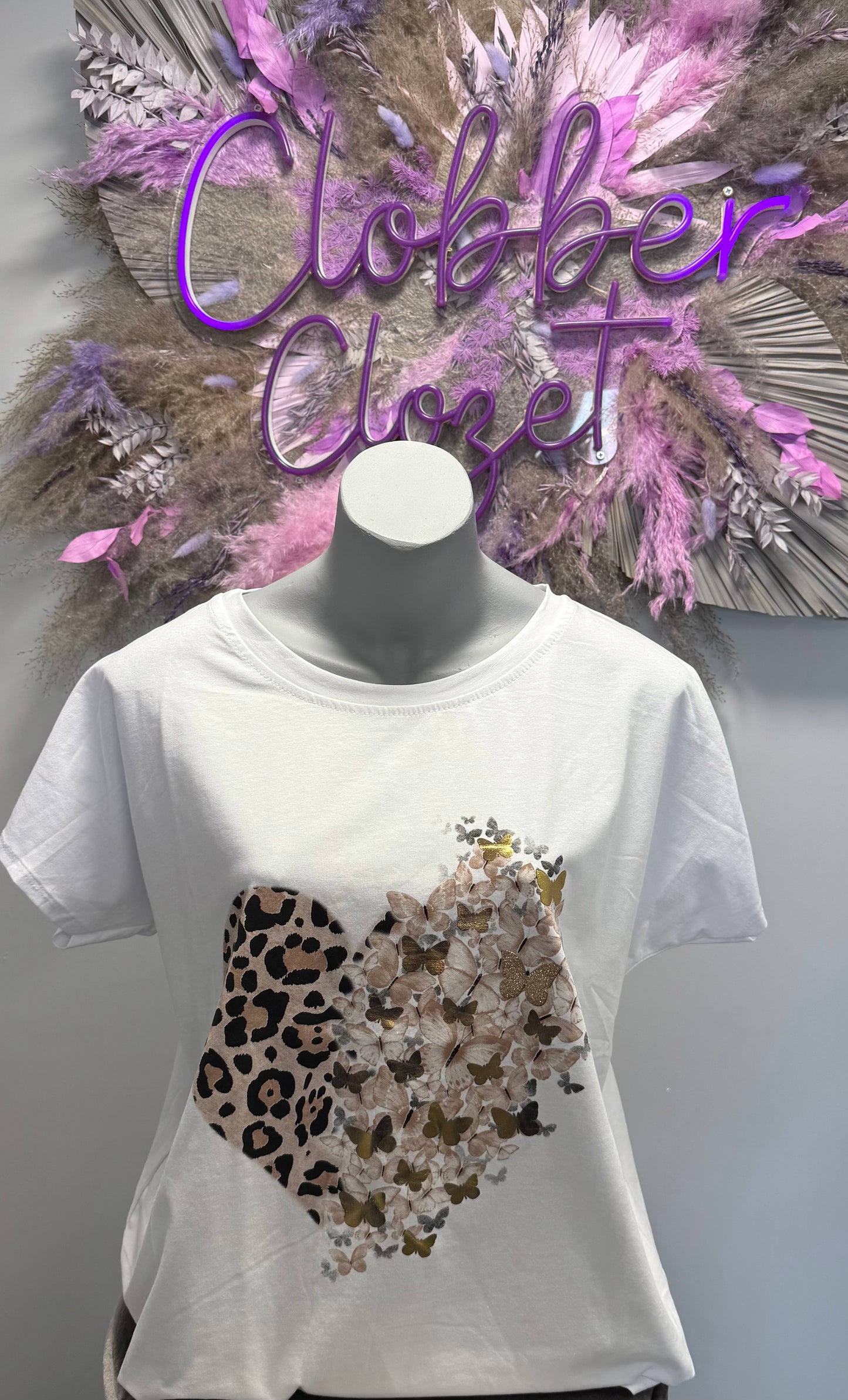 Leopard Butterfly Cotton T-Shirt Top