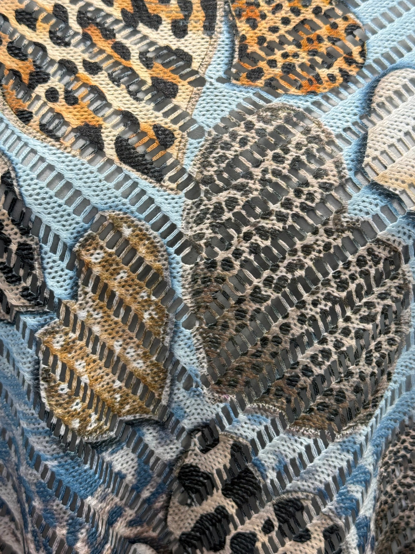 Leopard Heart V Crochet Mesh Knit