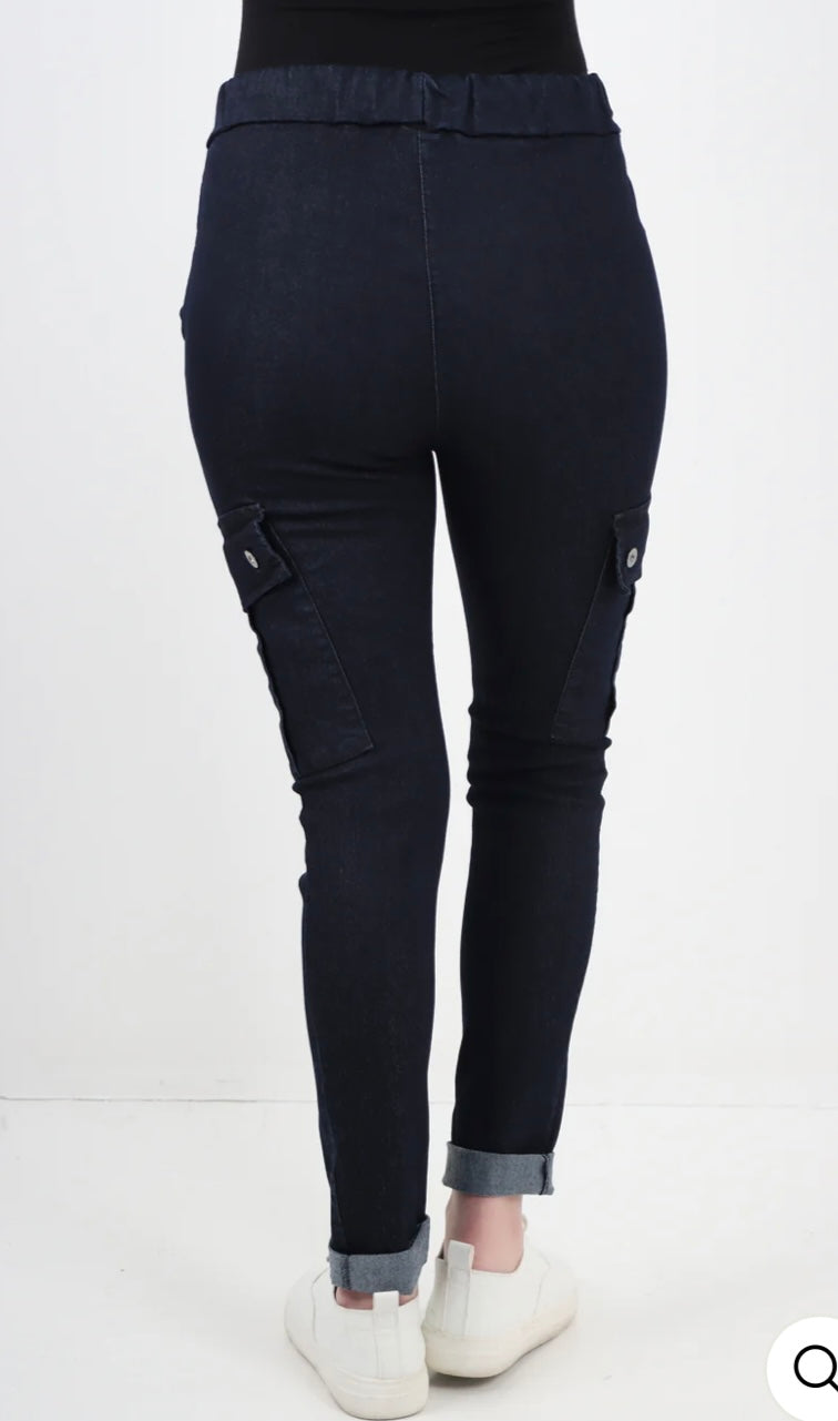 Joan - Italian Denim Magic Cargo Pocket Trousers