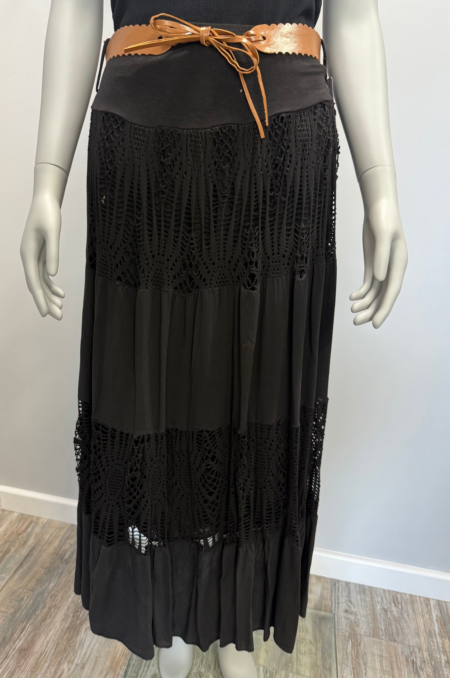 Esmeralda Gypsy Tiered Crochet Maxi Skirt