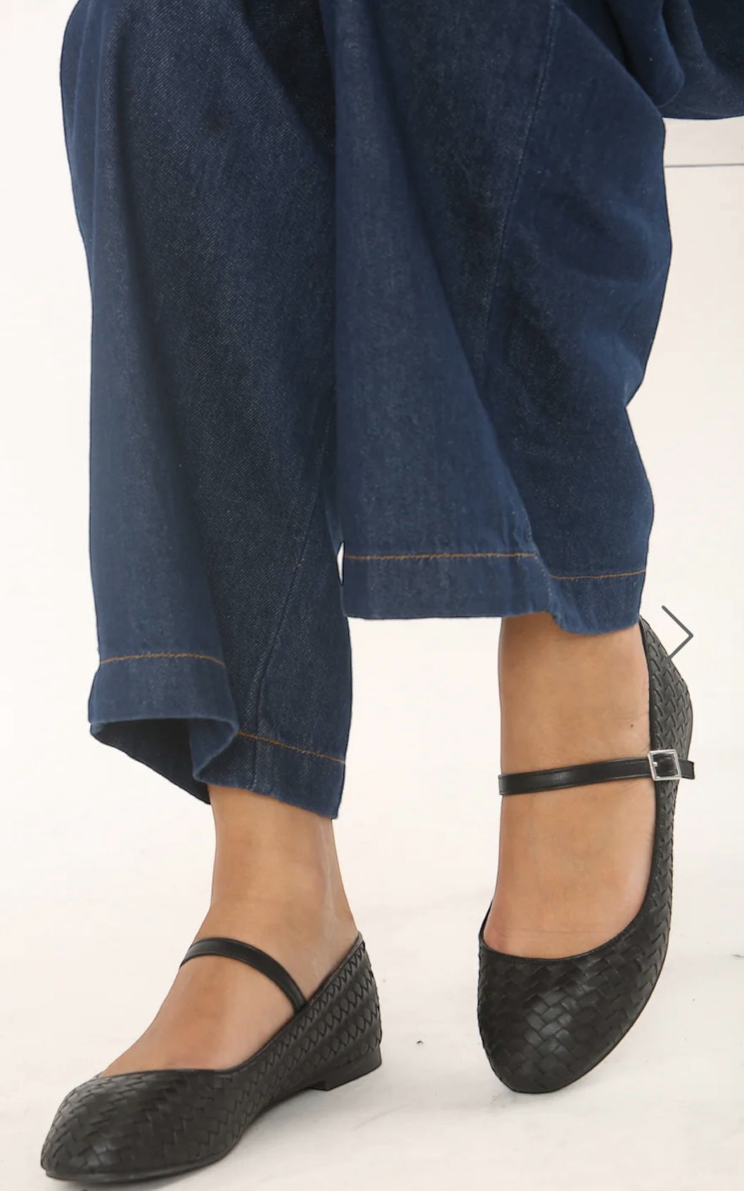 Black Woven Mary Jane Ballet Shoes