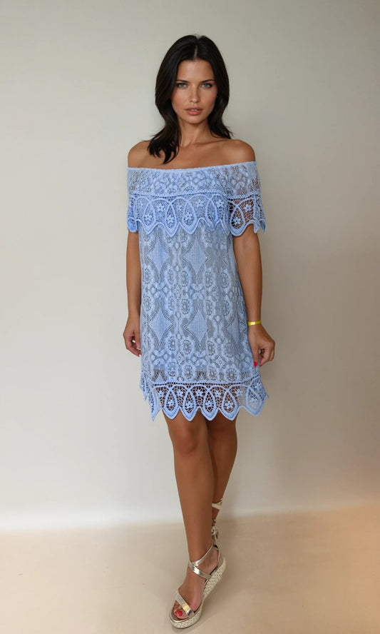 Amélie Lace Bardot Mini Dress